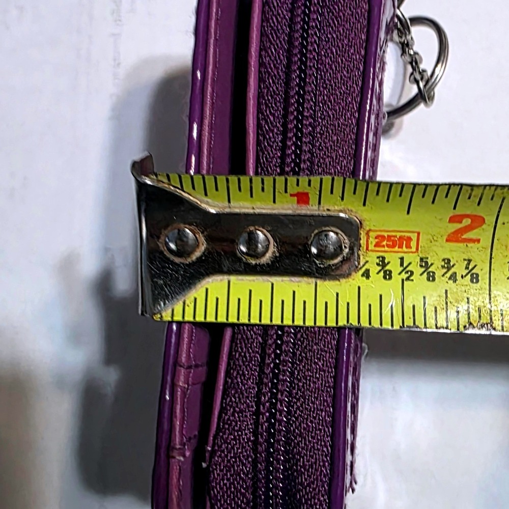 Graffiti Print Bifold Keychain Wallet Purple Zip Coin Purse ID Window Streetwear - Picture 9 of 9